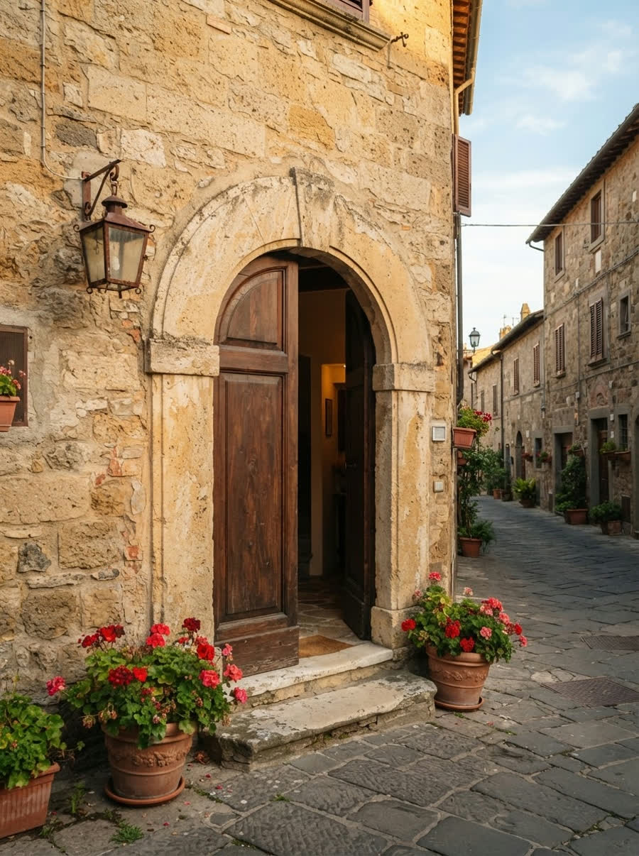 La porta ad arco in tufo di Pietrachiara, in un vicolo del centro di Orvieto